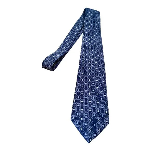 ARMANI COLLEZION Blue Geometric Silk Tie Made In Italy 60-3.1/4 EX COND